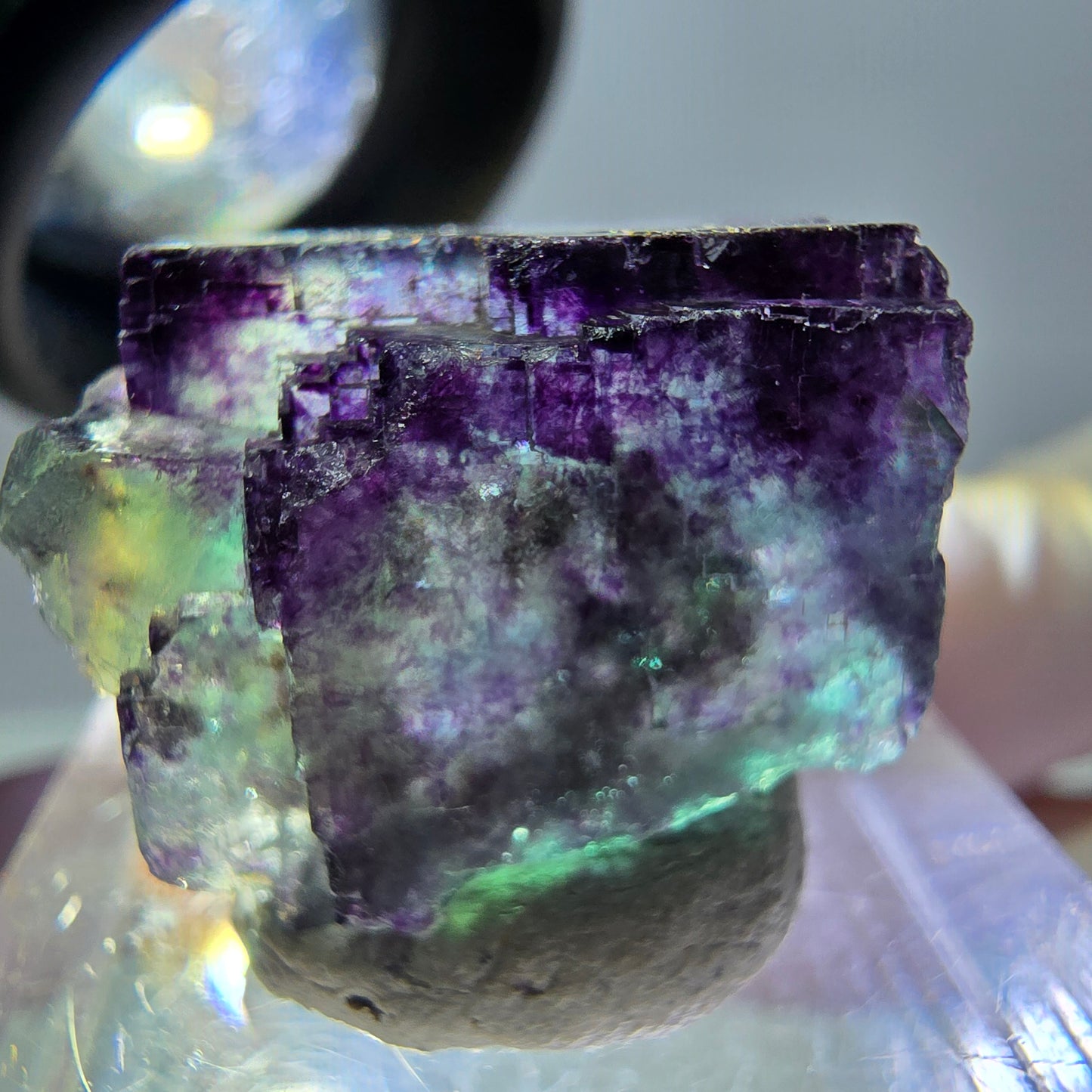 Phantom Fluorit Würfel Stufe, grün lila Okorusu, Namibia 21*20*12mm