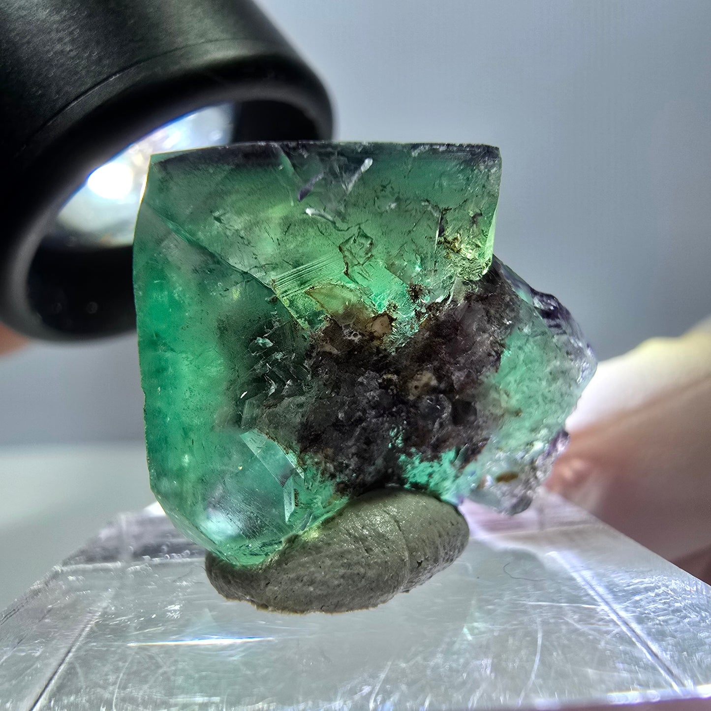 Phantom Fluorit Würfel Stufe, grün lila Okorusu, Namibia 21*18*14mm
