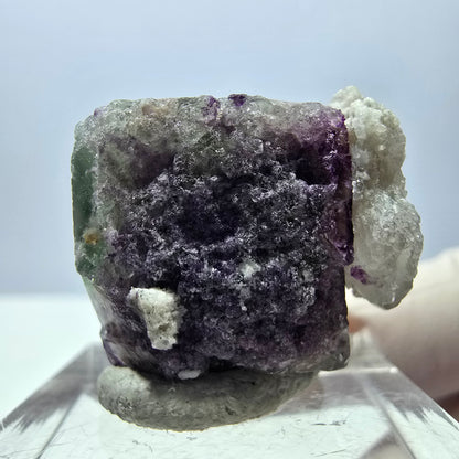 Phantom Fluorit Würfel, Quarz Stufe, grün lila Okorusu, Namibia 22*19*19mm