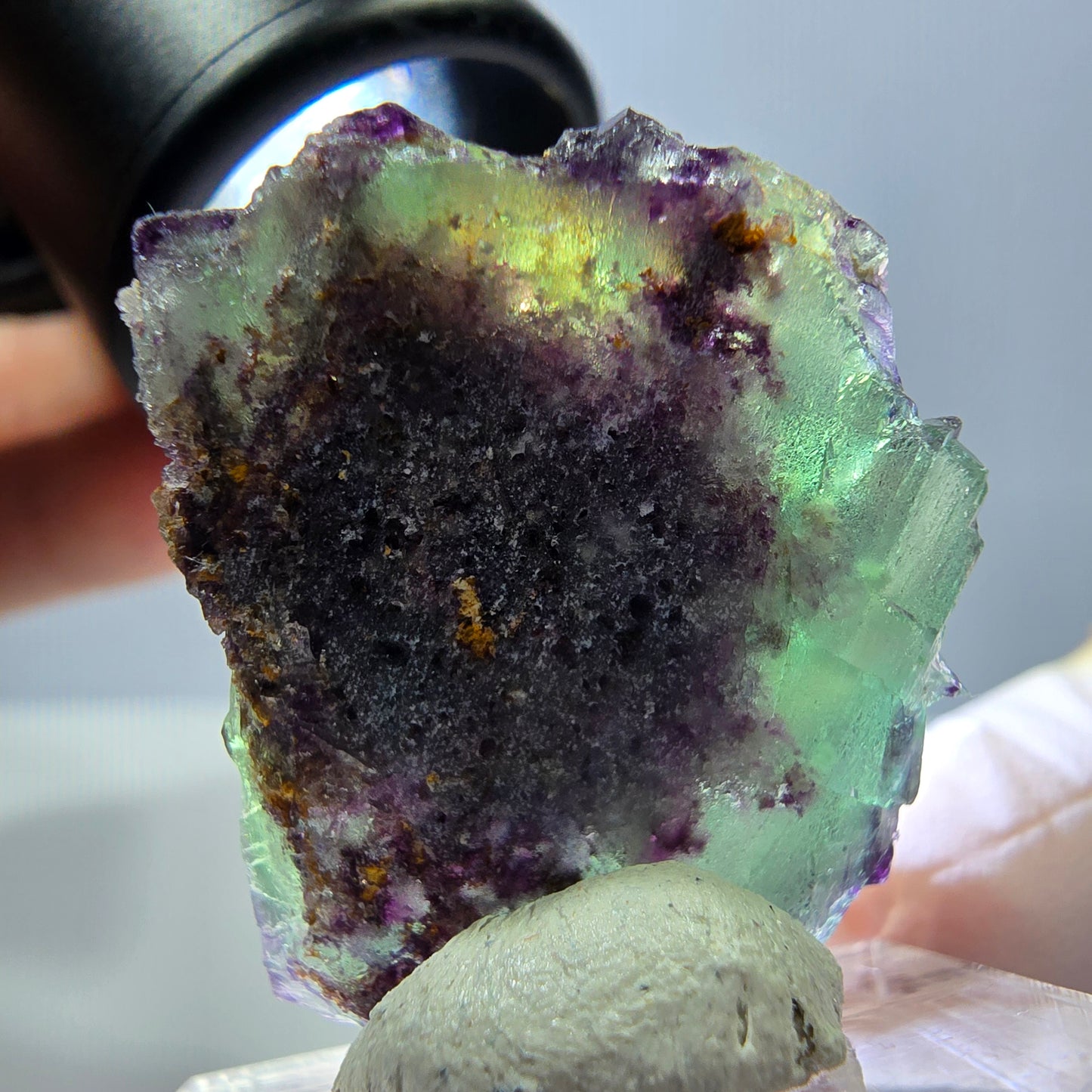 Phantom Fluorit Würfel Stufe, parkettiert, zonal Okorusu, Namibia 24*22*18mm