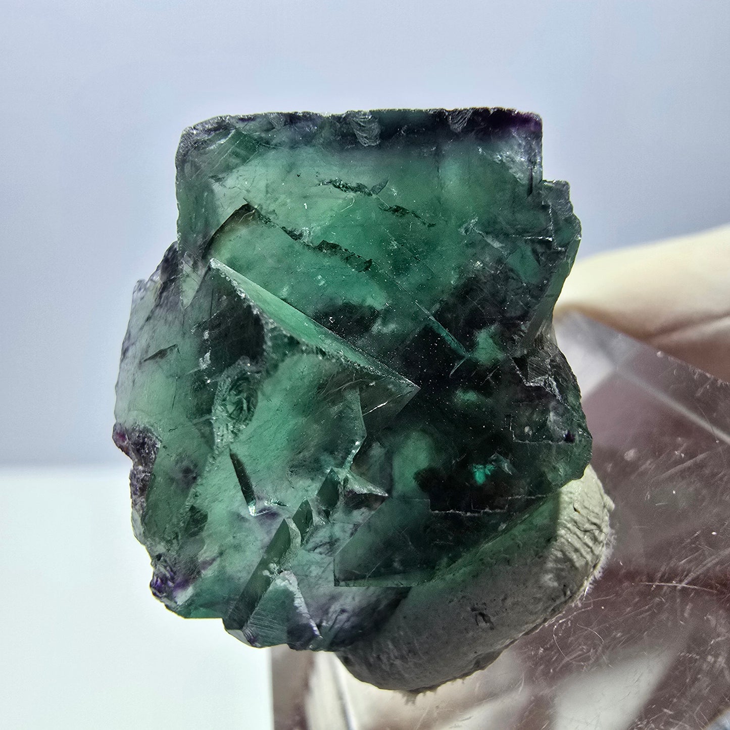 Phantom Fluorit Würfel Stufe, parkettiert grün lila Okorusu, Namibia 24*22*14mm