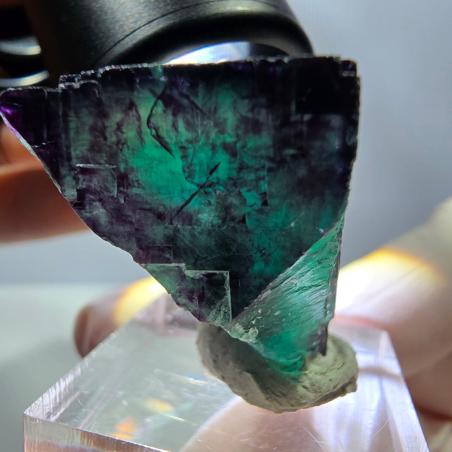 Phantom Fluorit Würfel Stufe, parkettiert grün lila Okorusu, Namibia 29*27*25mm