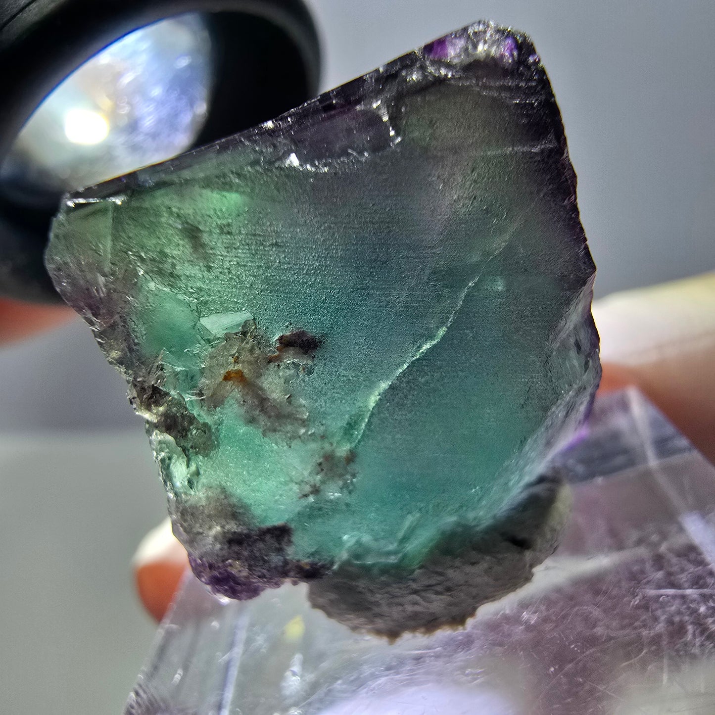 Phantom Fluorit Würfel Stufe, parkettiert grün lila Okorusu, Namibia 21*19*14mm