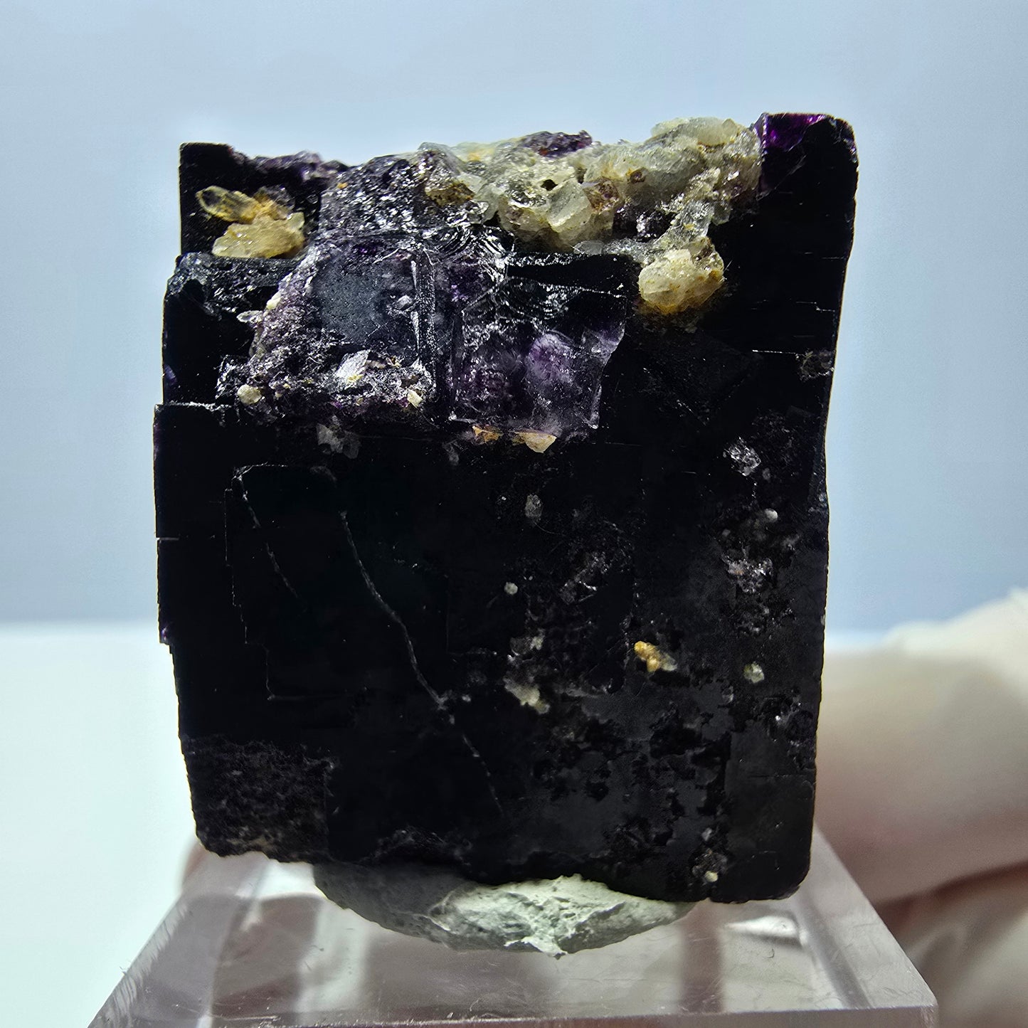 Phantom Fluorit Würfel, Quarz Stufe, lila Okorusu, Namibia 33*27*26mm