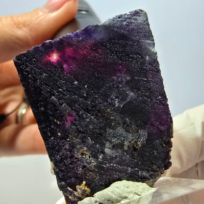 Phantom Fluorit Würfel, Quarz Stufe, lila Okorusu, Namibia 33*27*26mm