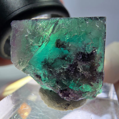 Phantom Fluorit Würfel Stufe, parkettiert grün lila Okorusu, Namibia 21*19*18mm