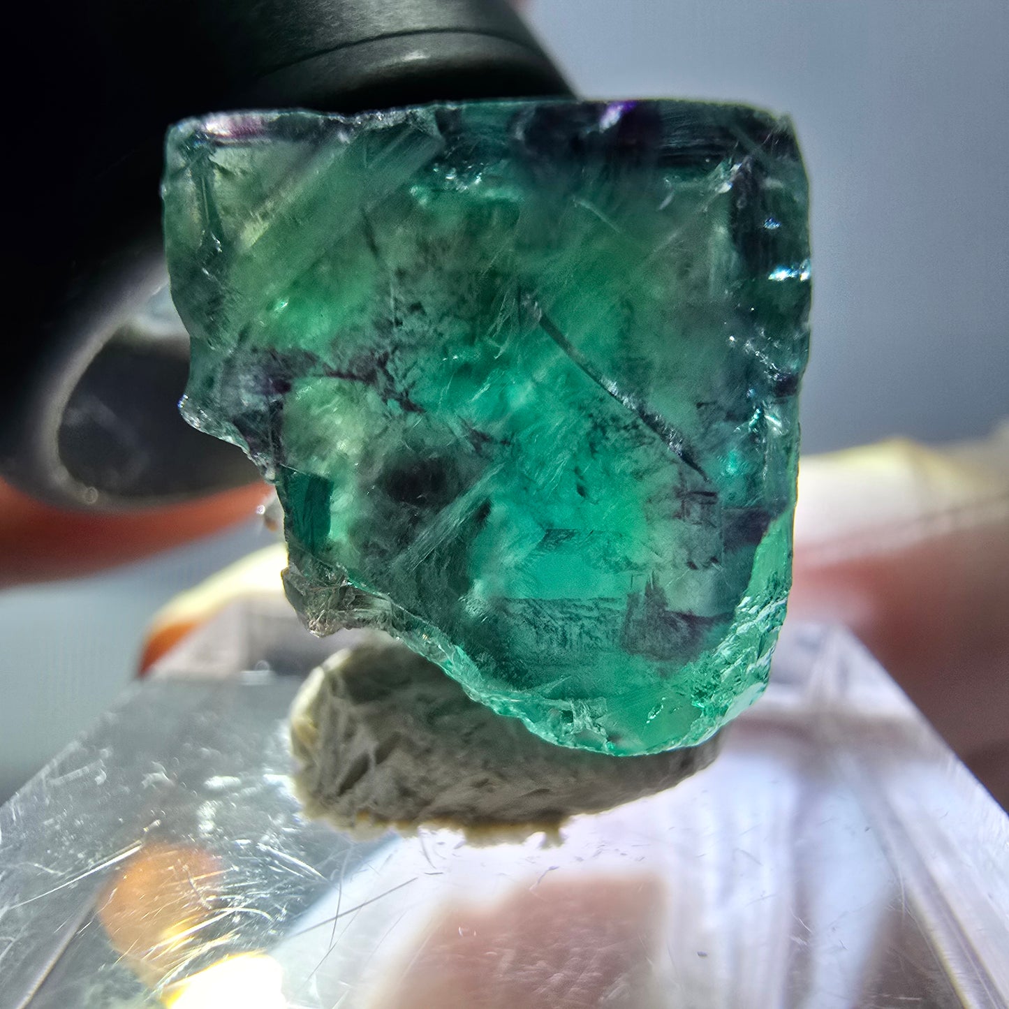 Phantom Fluorit Würfel Stufe, parkettiert grün lila Okorusu, Namibia 18*17*14mm