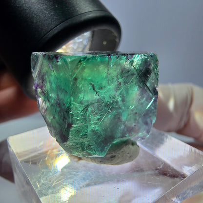 Phantom Fluorit Würfel Stufe, parkettiert grün lila Okorusu, Namibia 18*17*14mm