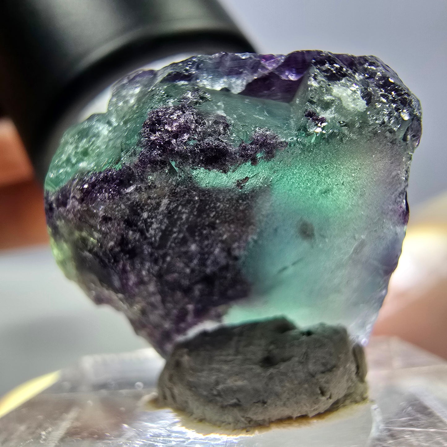 Phantom Fluorit Würfel Stufe, parkettiert grün lila Okorusu, Namibia 21*18*15mm