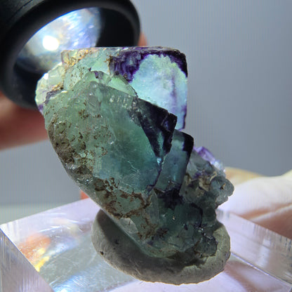 Phantom Fluorit Würfel Stufe, parkettiert, zonal Okorusu, Namibia 28*24*18mm