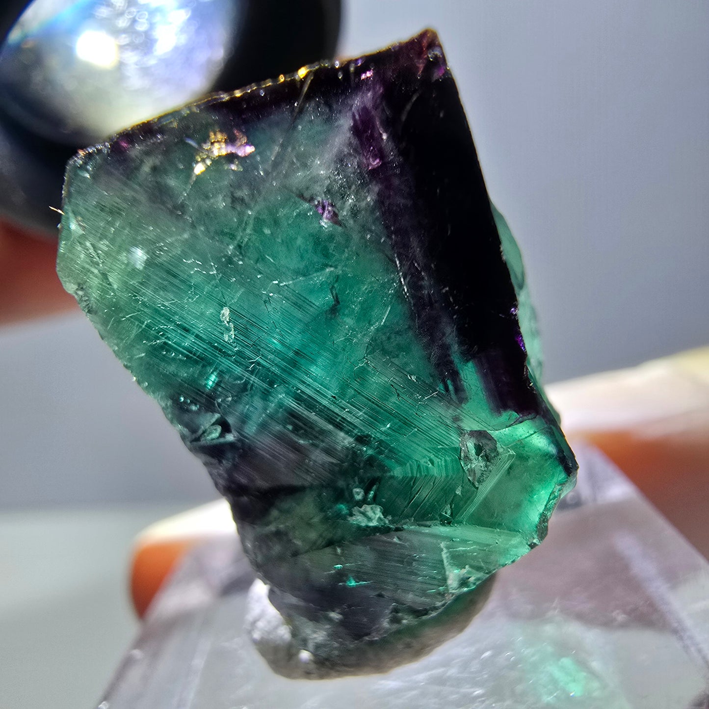 Phantom Fluorit Würfel Stufe, parkettiert grün lila Okorusu, Namibia 23*23*15mm
