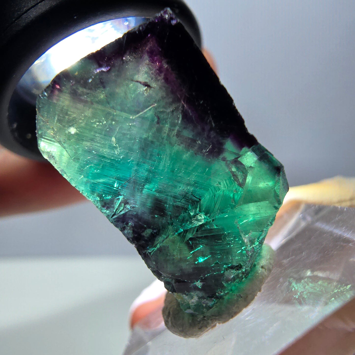 Phantom Fluorit Würfel Stufe, parkettiert grün lila Okorusu, Namibia 23*23*15mm