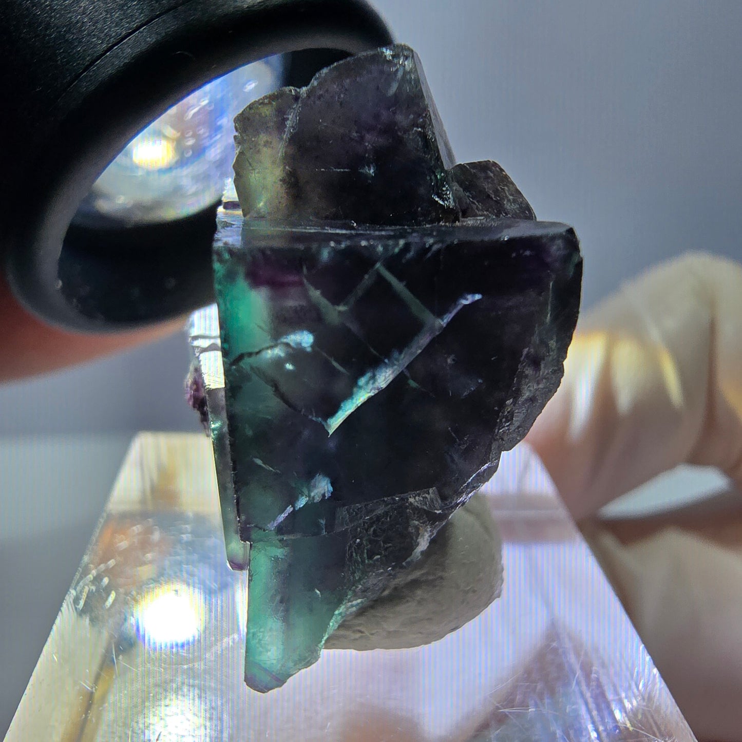 Phantom Fluorit Würfel Stufe, parkettiert grün lila Okorusu, Namibia 27*19*16mm