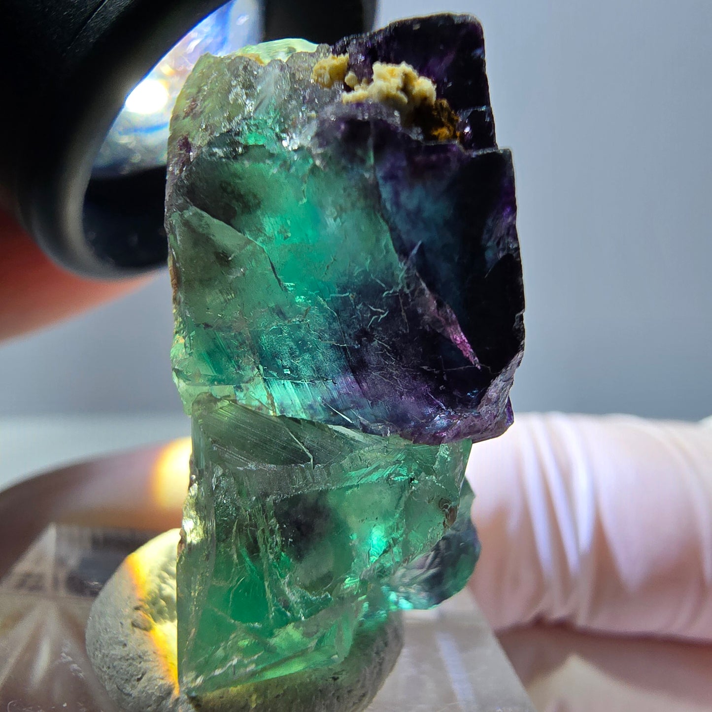 Phantom Fluorit Würfel Stufe, parkettiert grün lila Okorusu, Namibia 30*28*16mm