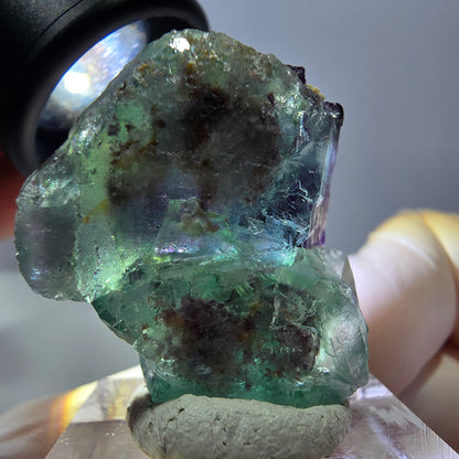 Phantom Fluorit Würfel Stufe, parkettiert grün lila Okorusu, Namibia 30*28*16mm