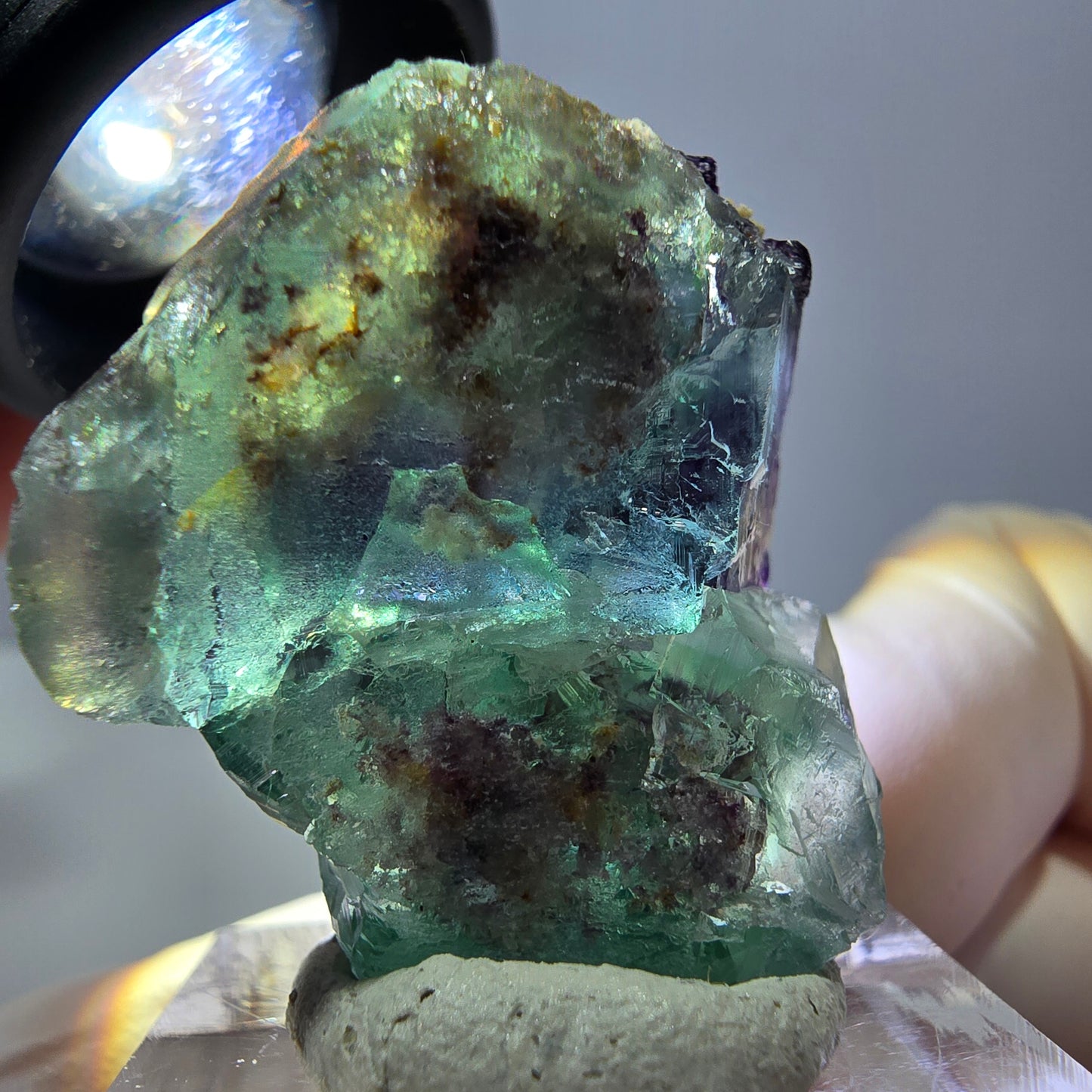 Phantom Fluorit Würfel Stufe, parkettiert grün lila Okorusu, Namibia 30*28*16mm