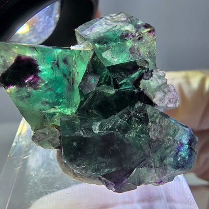 Phantom Fluorit Würfel Stufe, parkettiert grün lila Okorusu, Namibia 31*25*14mm