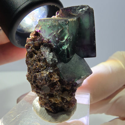 Phantom Fluorit Würfel Stufe, parkettiert grün lila Okorusu, Namibia 43*28*18mm