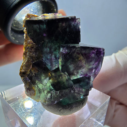 Phantom Fluorit Würfel Stufe, parkettiert grün lila Okorusu, Namibia 39*25*18mm