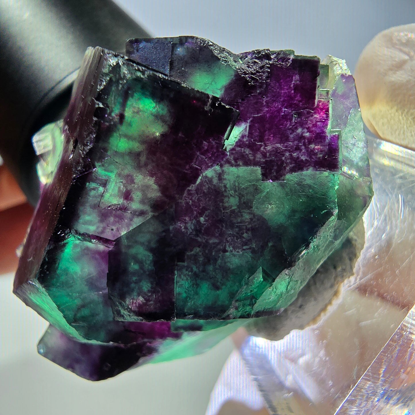 Phantom Fluorit Würfel Stufe, parkettiert grün lila Okorusu, Namibia 39*32*20mm