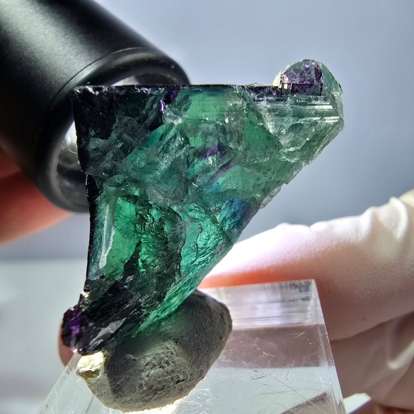 Phantom Fluorit Würfel Stufe grün lila zonal 11:11 Angel Pocket, Namibia 39*30*21mm