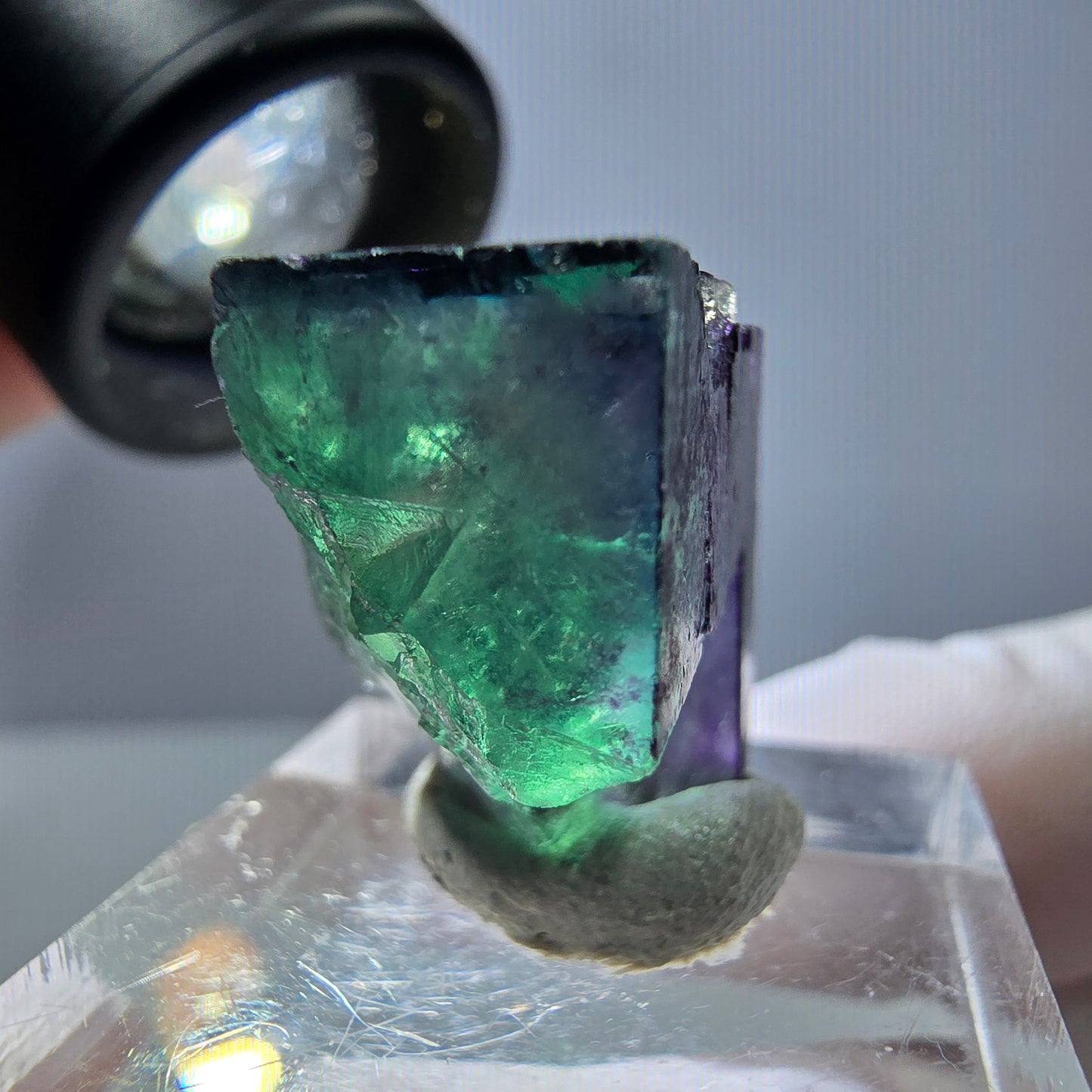 Phantom Fluorit Würfel Stufe grün lila zonal 11:11 Angel Pocket, Namibia 19*19*19mm