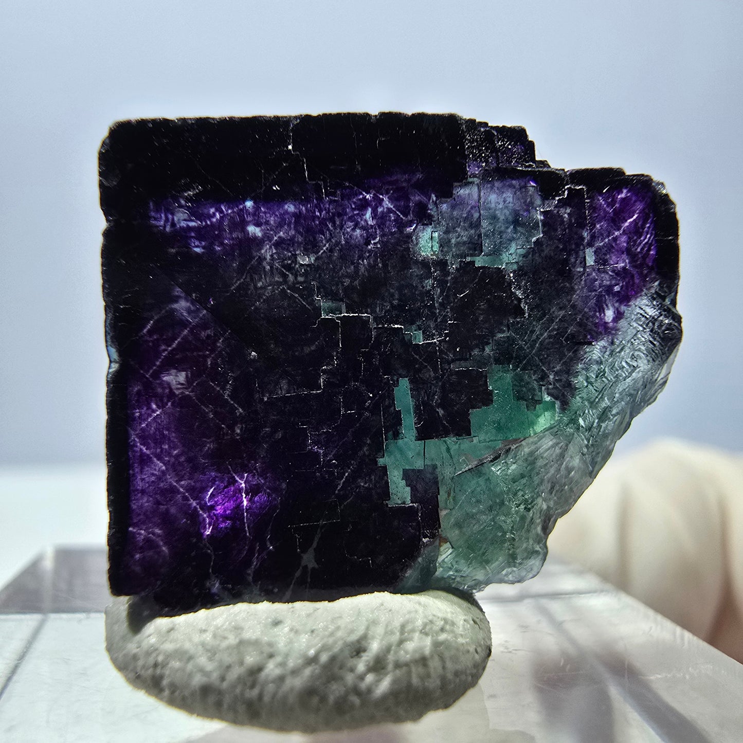 Phantom Fluorit Würfel Stufe grün lila zonal 11:11 Angel Pocket, Namibia 20*19*14mm