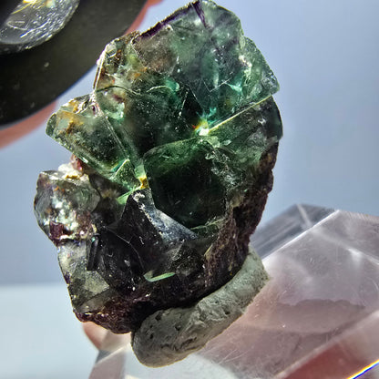 Spécimen de cube de fluorite fantôme, parqueté vert violet Okorusu, Namibie 27 x 20 x 12 mm 
