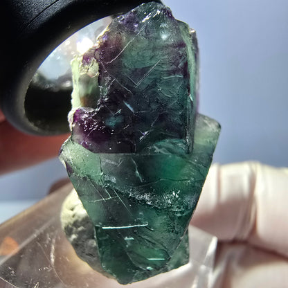 Spécimen de cube de fluorite fantôme, parqueté vert violet Okorusu, Namibie 32*23*16 mm 