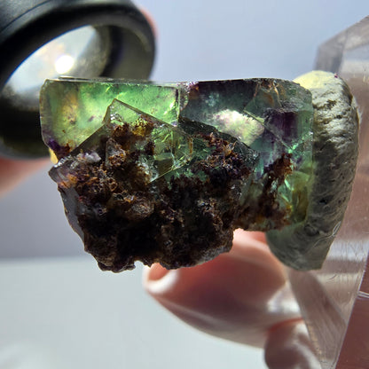 Spécimen de cube de fluorite fantôme, parqueté vert violet Okorusu, Namibie 30*28*15 mm 