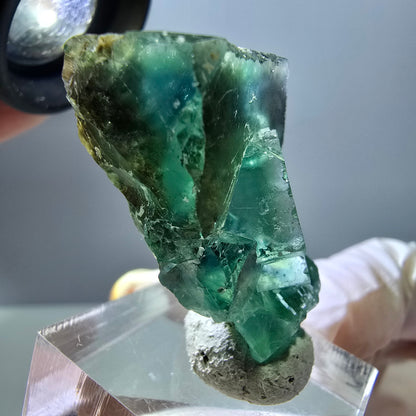 Phantom Fluorit Würfel Stufe, grün parkettiert Okorusu, Namibia 38*24*23mm