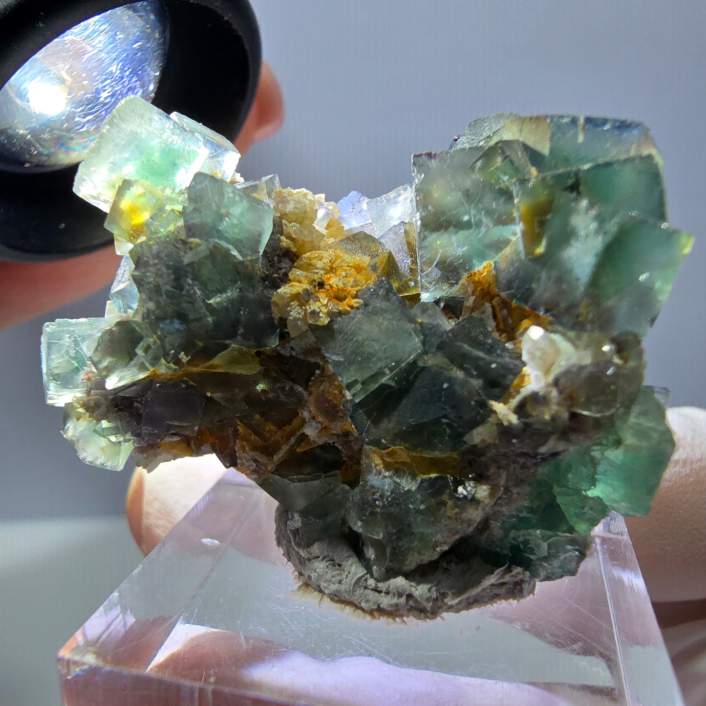 Phantom Fluorit Würfel, Quarz Stufe, grün Okorusu, Namibia 37*30*27mm