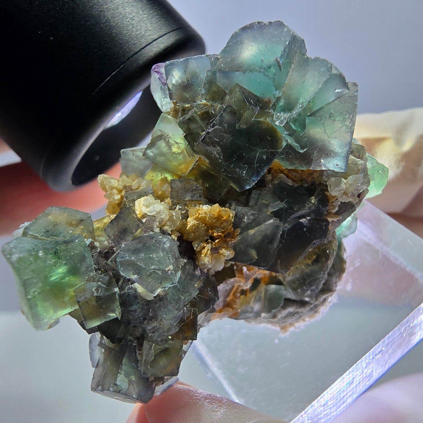 Phantom Fluorit Würfel, Quarz Stufe, grün Okorusu, Namibia 37*30*27mm
