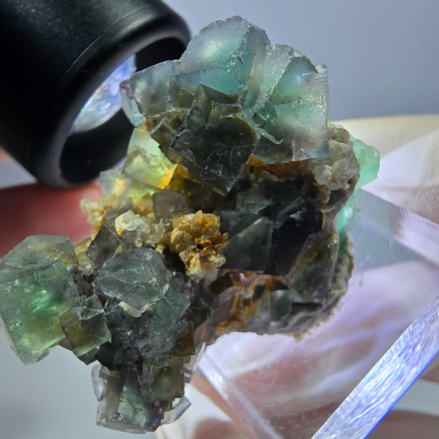 Phantom Fluorit Würfel, Quarz Stufe, grün Okorusu, Namibia 37*30*27mm