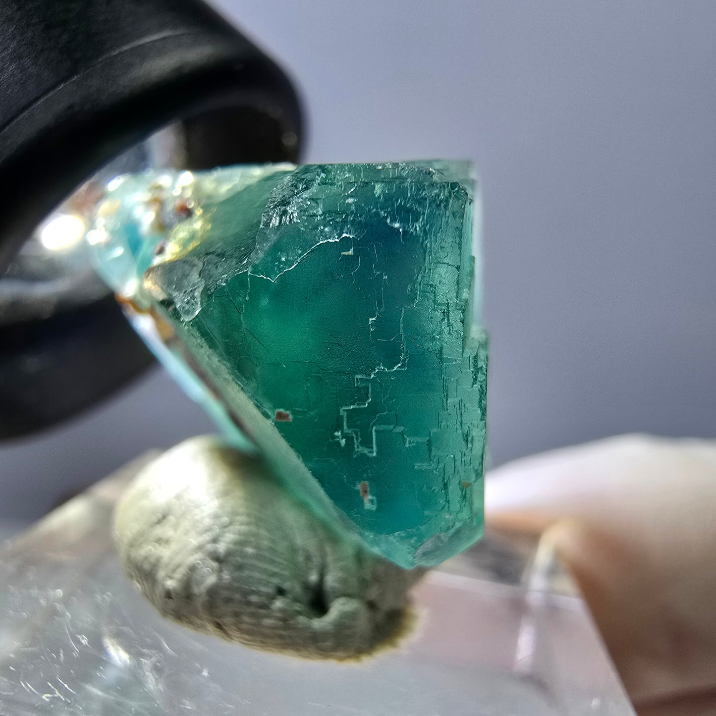 Phantom Fluorit Würfel Stufe, grün parkettiert Okorusu, Namibia 28*23*16mm