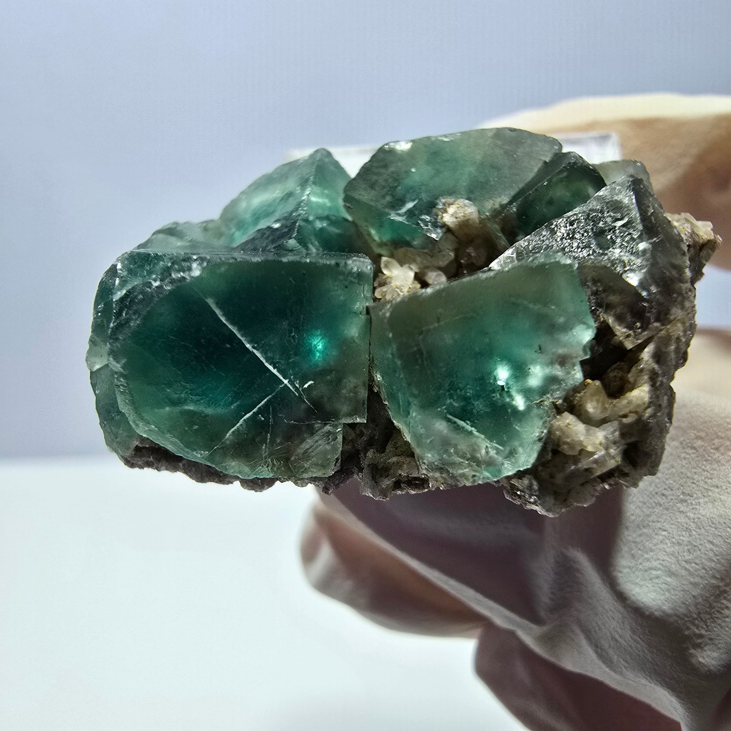 Phantom Fluorit Würfel, Quarz Stufe, grün Okorusu, Namibia 39*32*13mm