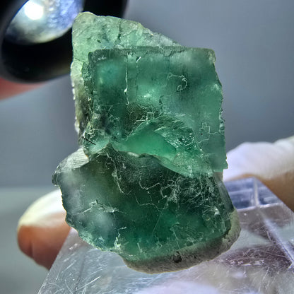 Phantom Fluorit Würfel Stufe, grün parkettiert Okorusu, Namibia 30*20*13mm
