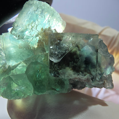 Phantom Fluorit Würfel, parkettiert, Quarz Stufe Okorusu, Namibia 42*30*26mm