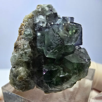 Spécimen de cube de fluorite fantôme, vert violet, Okorusu, Namibie, 35 x 28 x 22 mm 