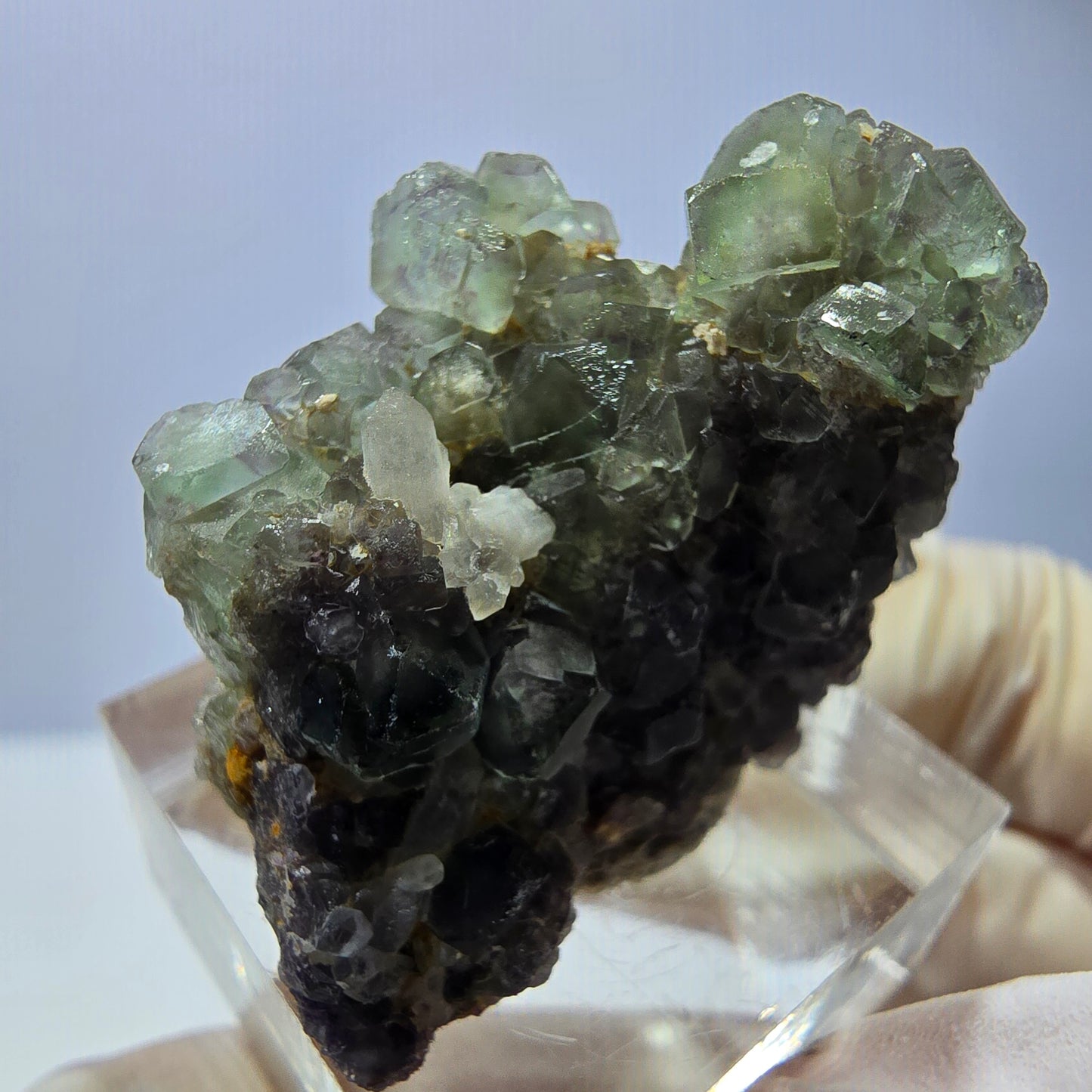 Phantom Fluorit Würfel, Quarz Stufe, grün Okorusu, Namibia 31*25*20mm