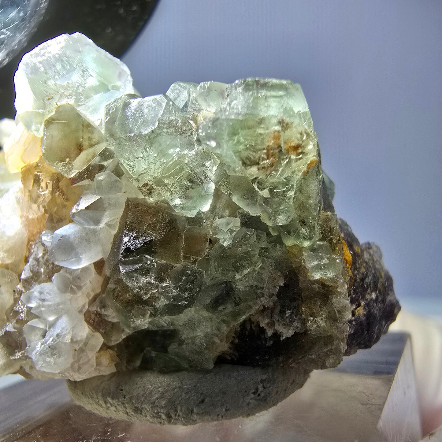 Phantom Fluorit Würfel, Quarz Stufe, grün Okorusu, Namibia 31*25*20mm