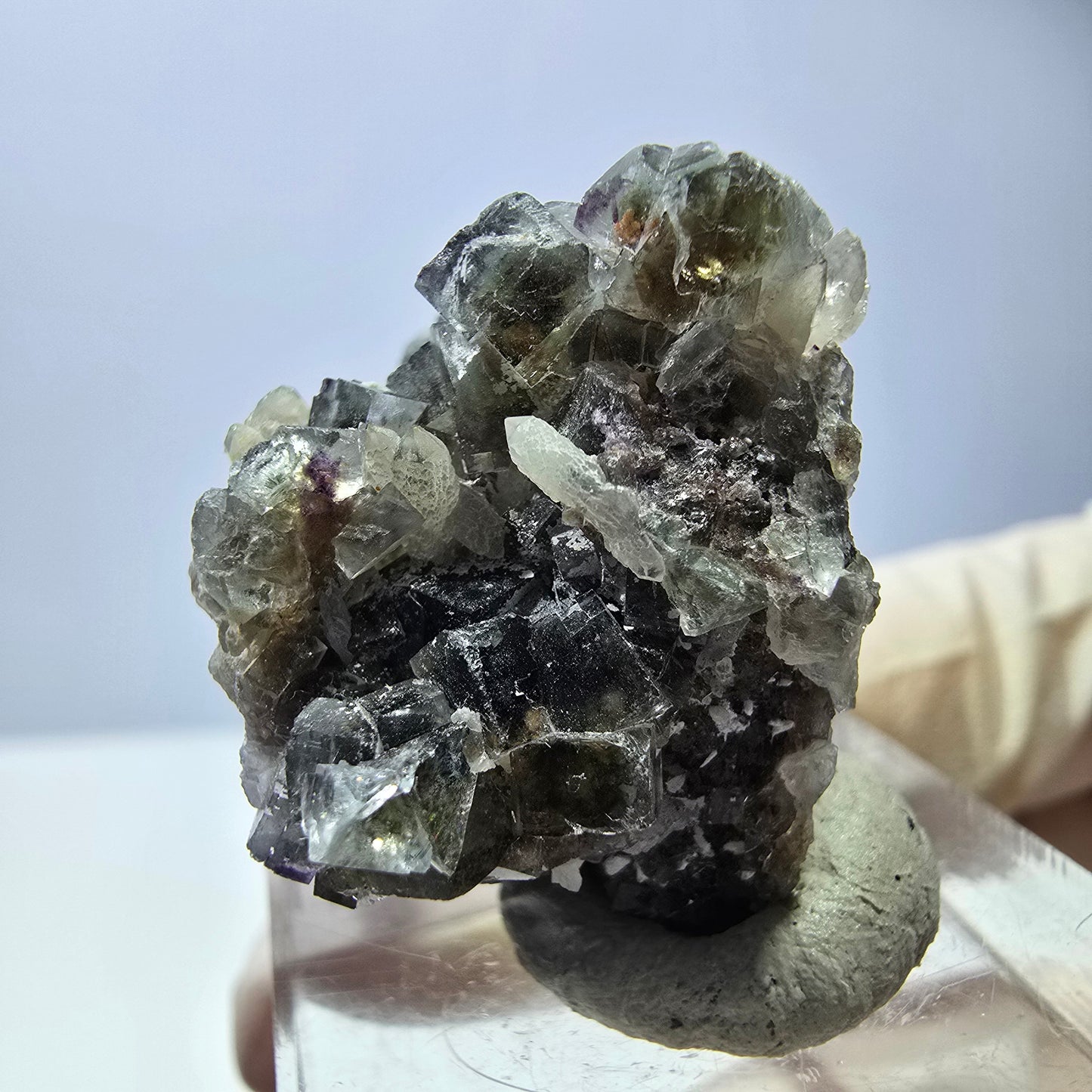 Phantom Fluorit Würfel, Quarz Stufe, grün braun Okorusu, Namibia 24*23*20mm