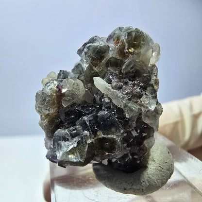 Phantom Fluorit Würfel, Quarz Stufe, grün braun Okorusu, Namibia 24*23*20mm