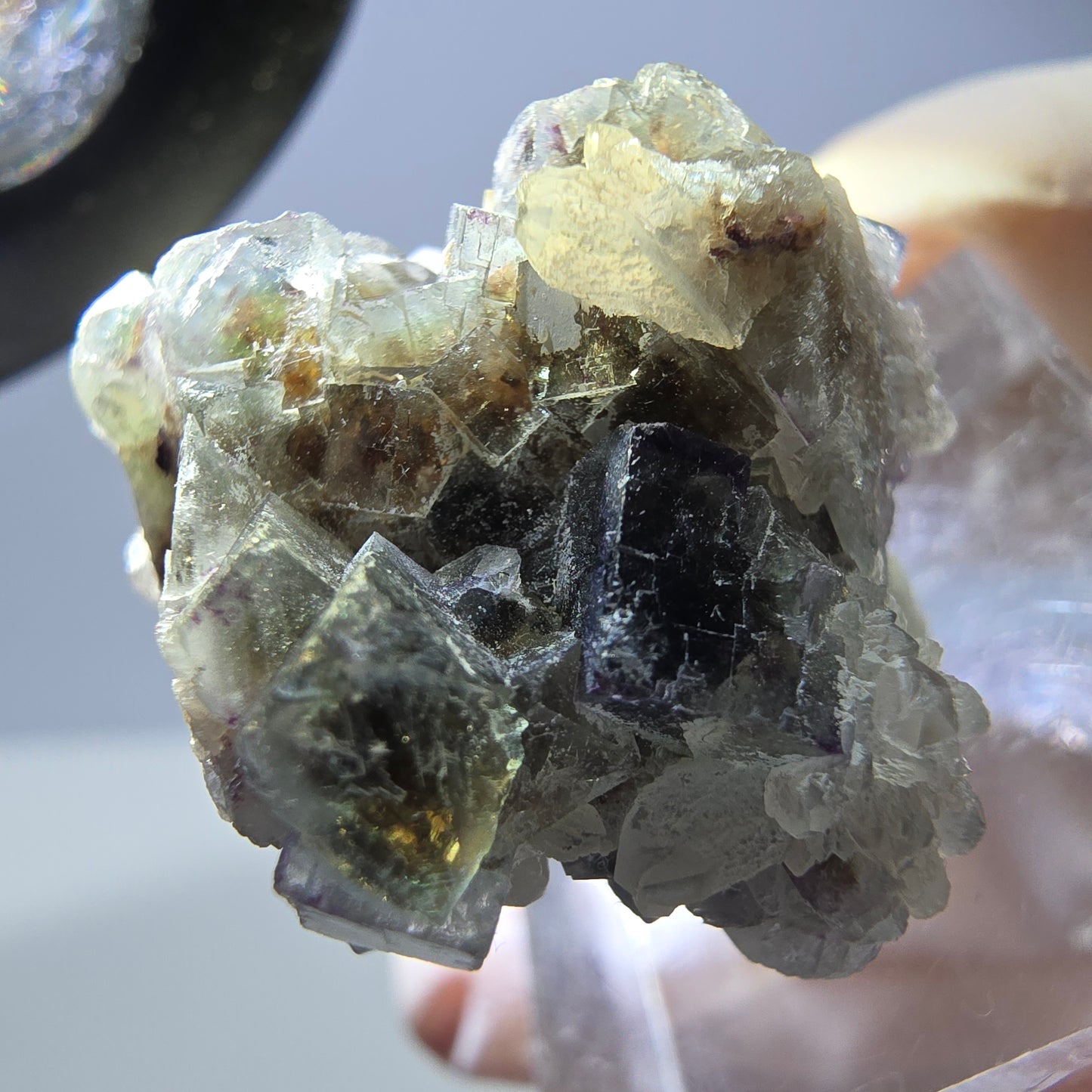 Phantom Fluorit Würfel, Quarz Stufe, grün braun Okorusu, Namibia 24*23*20mm