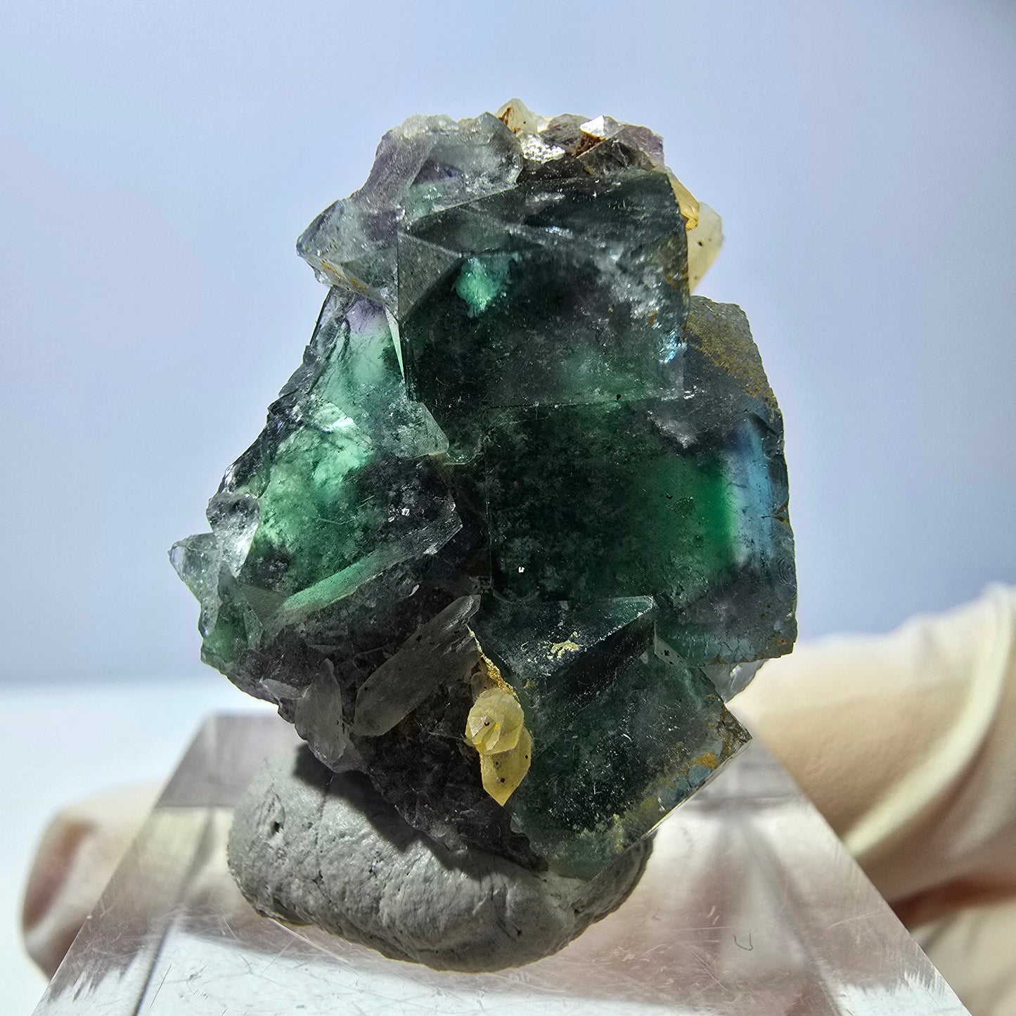 Phantom Fluorit Würfel, Quarz Stufe, grün Okorusu, Namibia 28*23*16mm