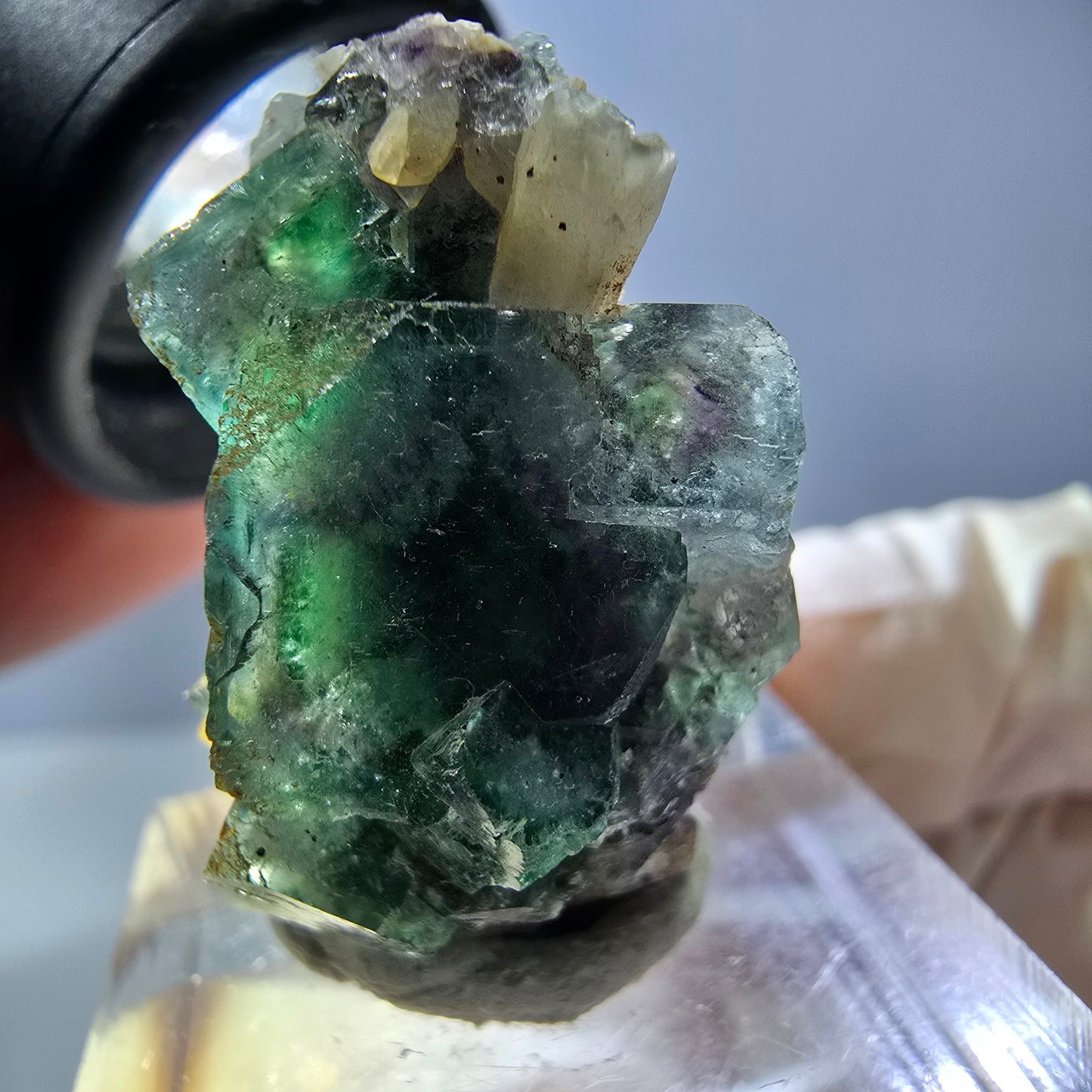 Phantom Fluorit Würfel, Quarz Stufe, grün Okorusu, Namibia 28*23*16mm