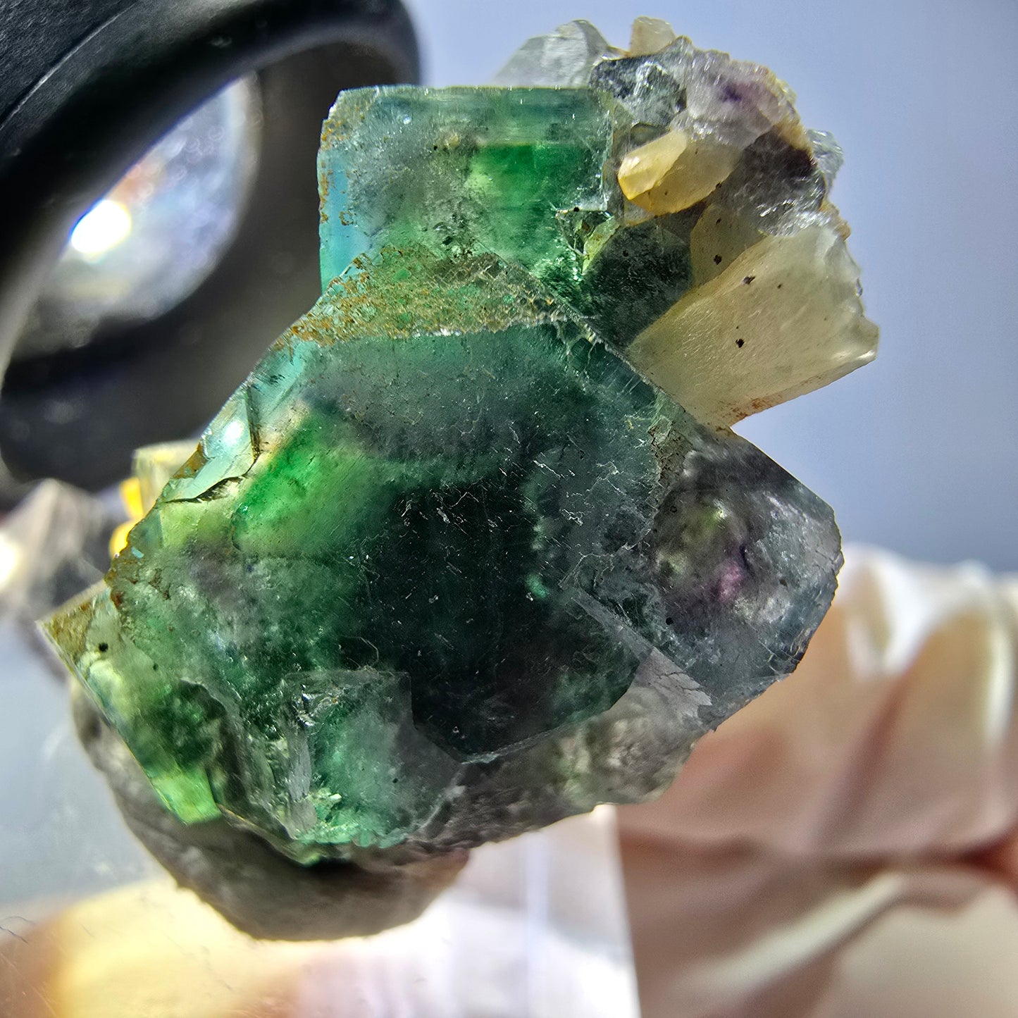 Phantom Fluorit Würfel, Quarz Stufe, grün Okorusu, Namibia 28*23*16mm