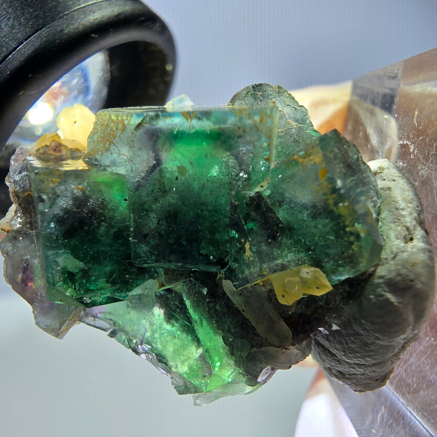 Phantom Fluorit Würfel, Quarz Stufe, grün Okorusu, Namibia 28*23*16mm