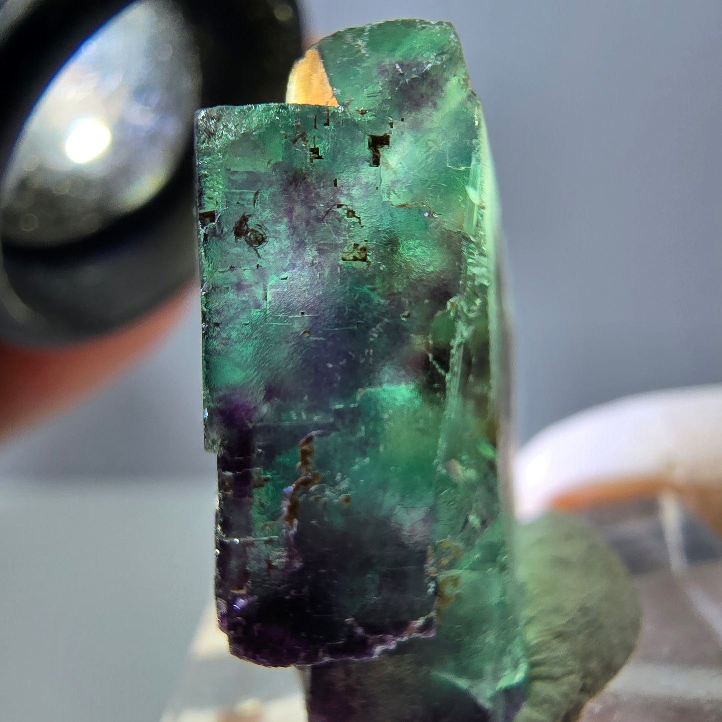 Phantom Fluorit Würfel Stufe, grün lila Okorusu, Namibia 26*21*15mm