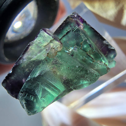 Phantom Fluorit Würfel Stufe, grün lila Okorusu, Namibia 26*21*15mm